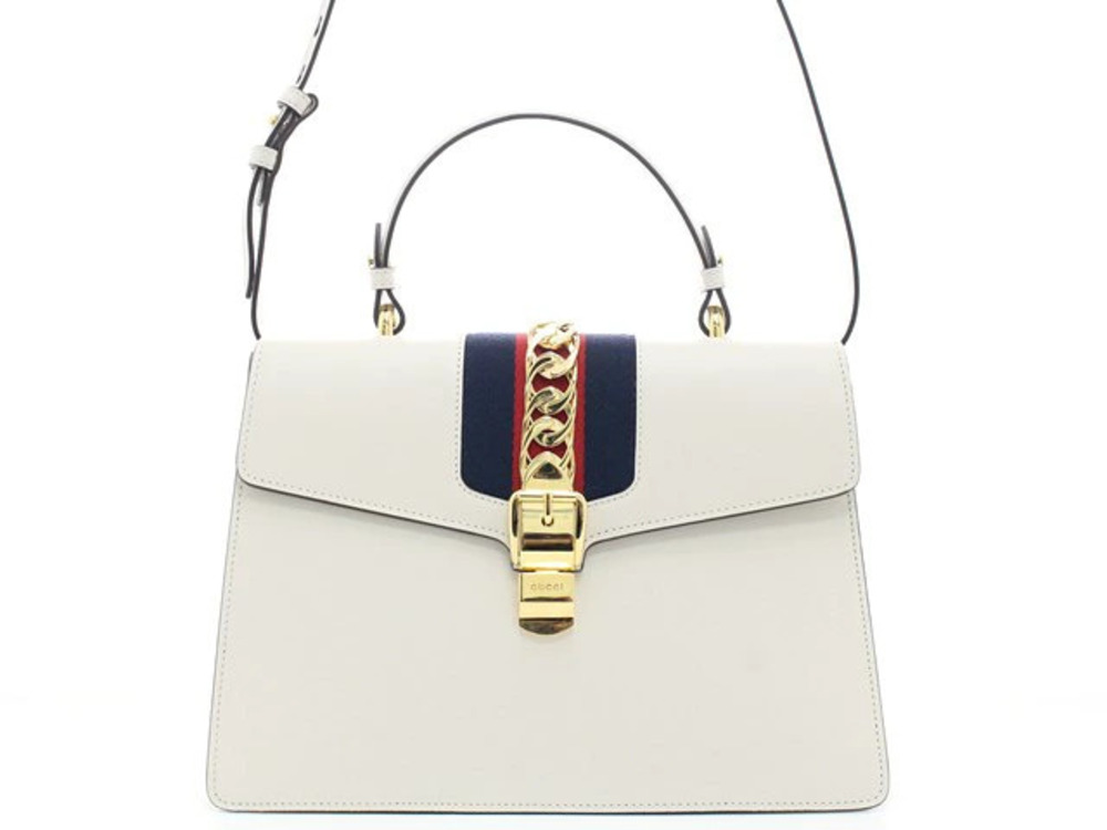 Gucci Sylvie 2way Shoulder Bag White Leather